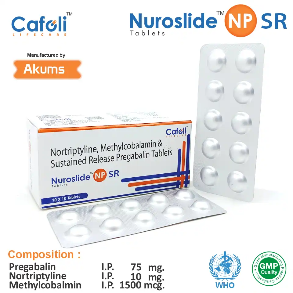 Pregabalin + Nortriptyline + Methylcobalamin Tablet at best price in PCD Pharma Franchise for Neuropathic Pain Relief.